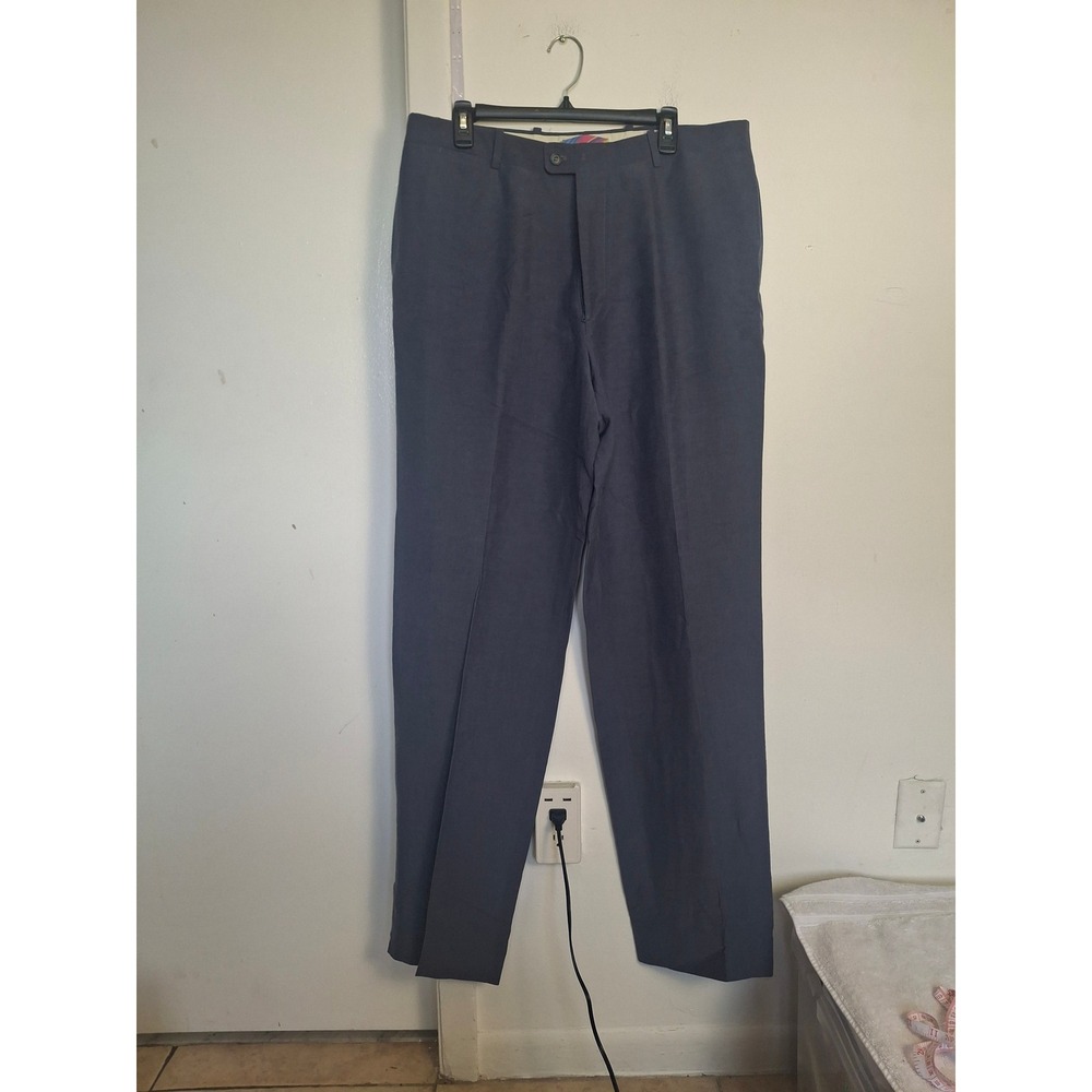 Bernard Zins Paris Pockets Dallas Mens Slate Blue Dress Pants Trousers 30x27.5